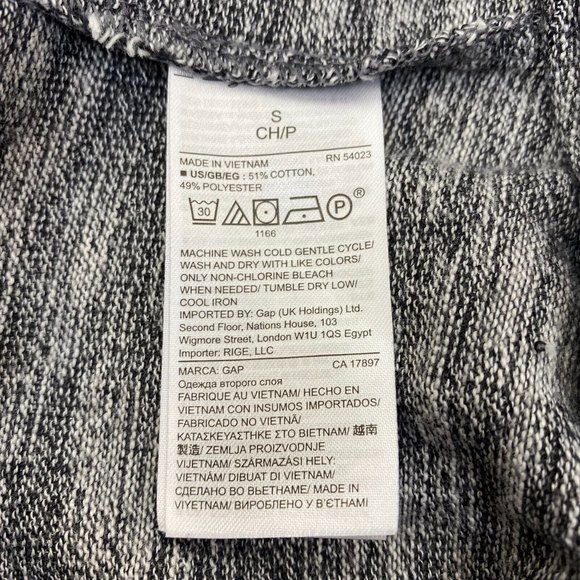 Gap Crop Wide Leg‎ Jumpsuit Black Ribbed Pockets Gray Women's S - Picture 6 of 7